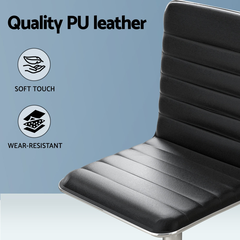 Artiss Computer Desk 120cm Executive Office Chairs Set PU Leather Low Back Black MET-DESK-120-REPL-BK