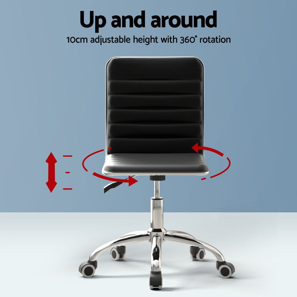 Artiss Computer Desk 120cm Executive Office Chairs Set PU Leather Low Back Black MET-DESK-120-REPL-BK