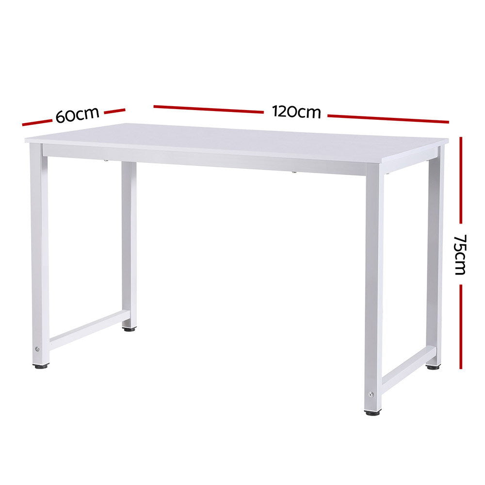 Artiss Computer Desk Home Office Study Table White 120CM MET-DESK-120-WH