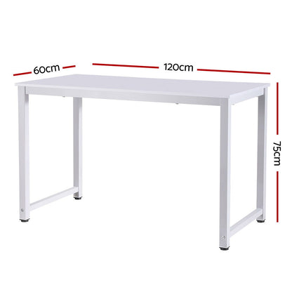 Artiss Computer Desk Home Office Study Table White 120CM MET-DESK-120-WH
