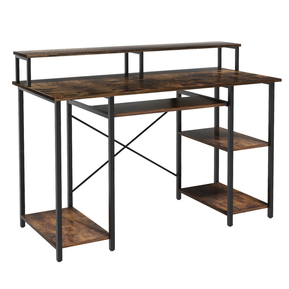 Artiss Computer Desk Laptop Desks Home Office Study Table Open Shelf Brown 120CM MET-DESK-24223-120-BR