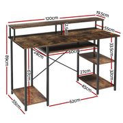Artiss Computer Desk Laptop Desks Home Office Study Table Open Shelf Brown 120CM MET-DESK-24223-120-BR