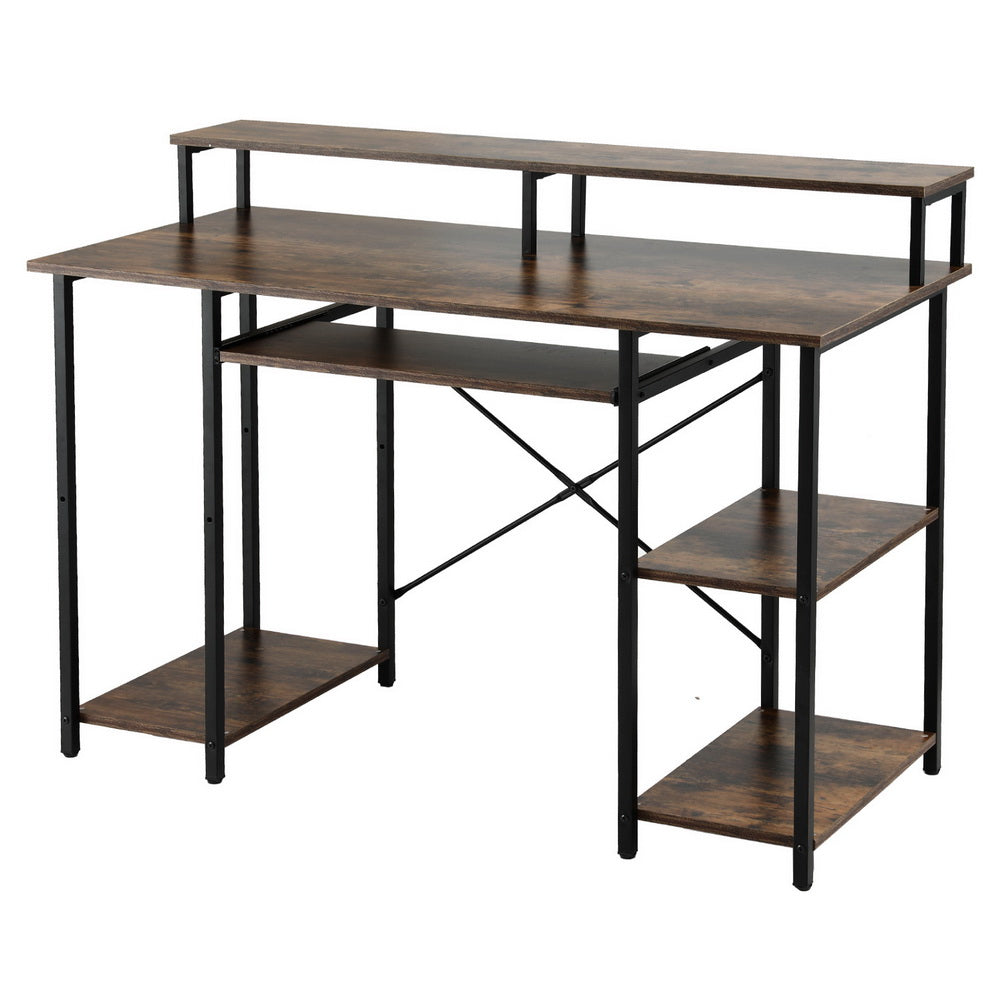 Artiss Computer Desk Laptop Desks Home Office Study Table Open Shelf Brown 120CM MET-DESK-24223-120-BR
