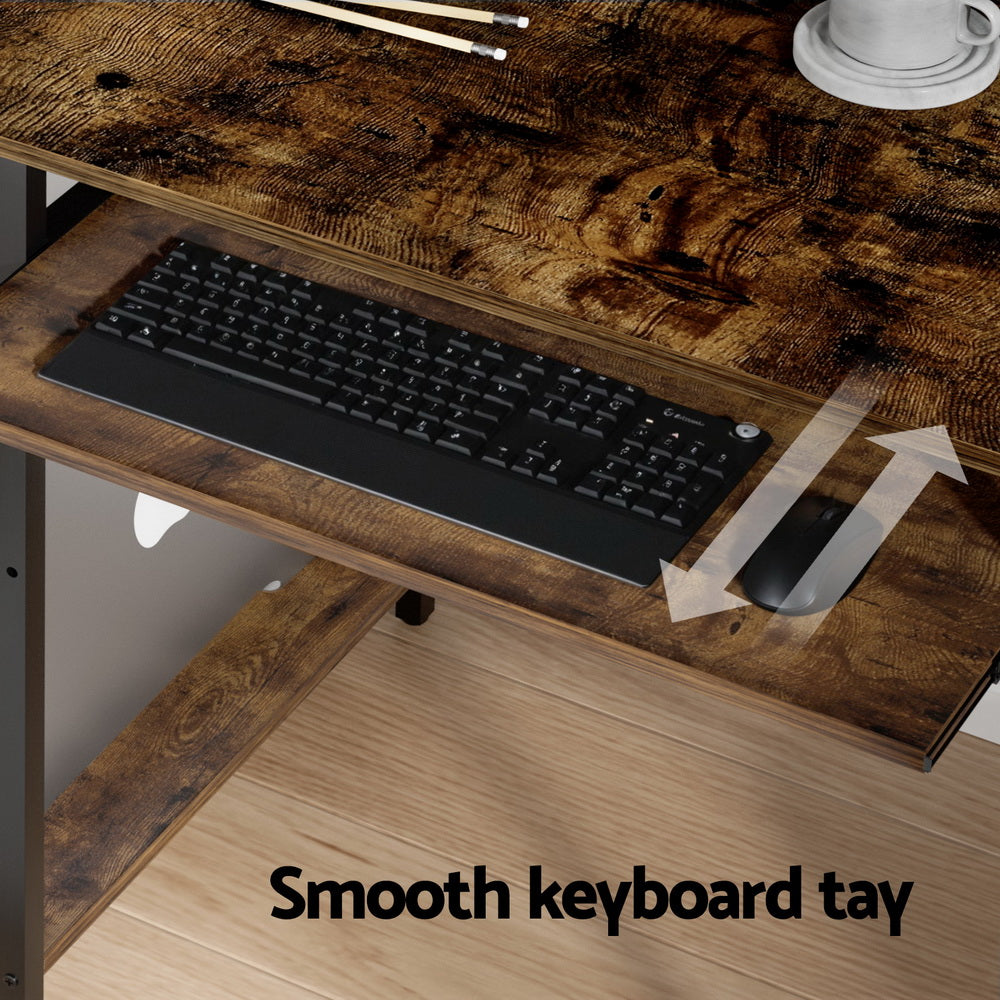 Artiss Computer Desk Laptop Desks Home Office Study Table Open Shelf Brown 120CM MET-DESK-24223-120-BR