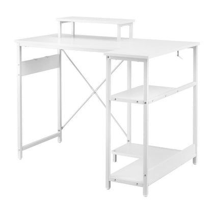 Artiss Computer Desk L-Shape Home Office Study Table Open Shelves White 100CM MET-DESK-24224-100-WH