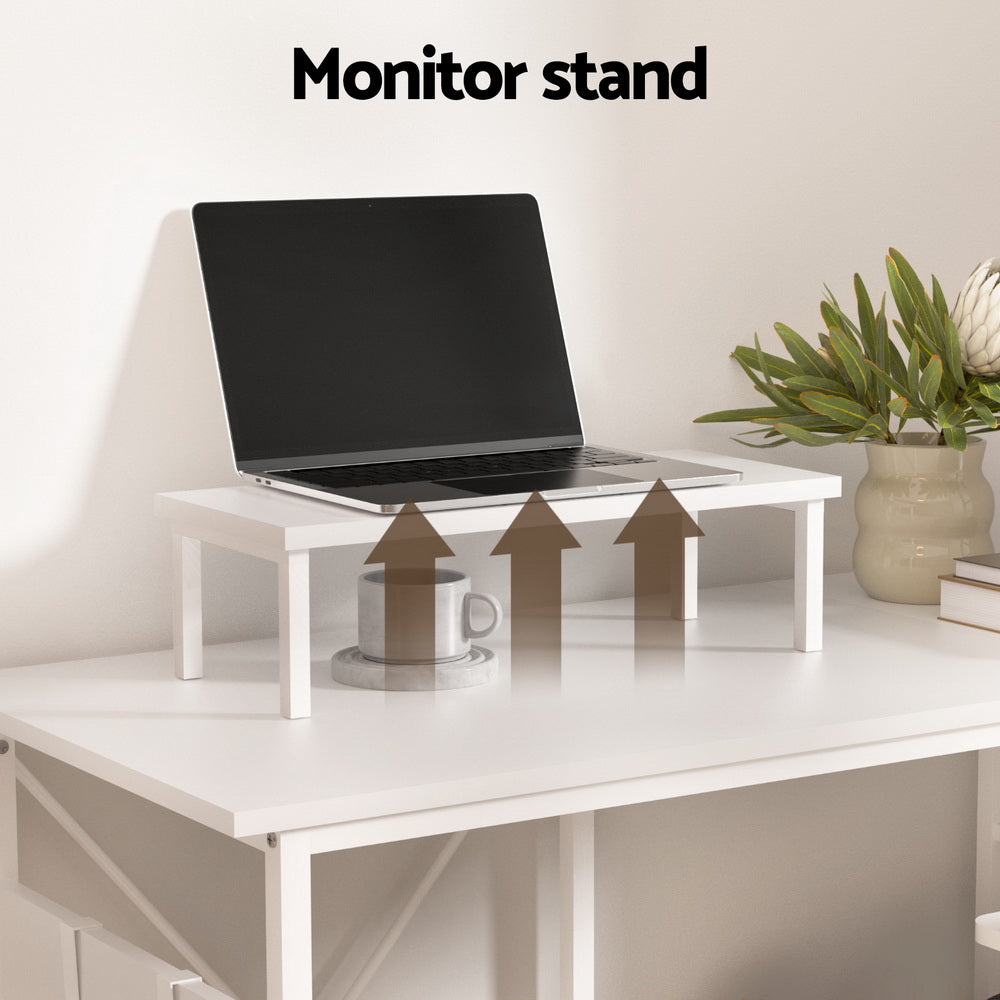 Artiss Computer Desk L-Shape Home Office Study Table Open Shelves White 100CM MET-DESK-24224-100-WH