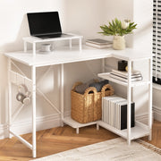Artiss Computer Desk L-Shape Home Office Study Table Open Shelves White 100CM MET-DESK-24224-100-WH