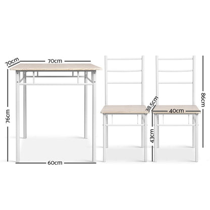 Artiss Dining Table And Chairs Set fo 3 Oak MET-DESK-356-OA