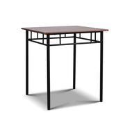 Artiss Dining Table And Chairs Set fo 3 Walnut MET-DESK-356-WN
