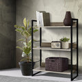 Artiss Bookshelf 3 Tiers - NOE Black and Oak MET-DESK-574A-3S-BK-OA