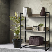 Artiss Bookshelf 3 Tiers - NOE Black and Oak MET-DESK-574A-3S-BK-OA