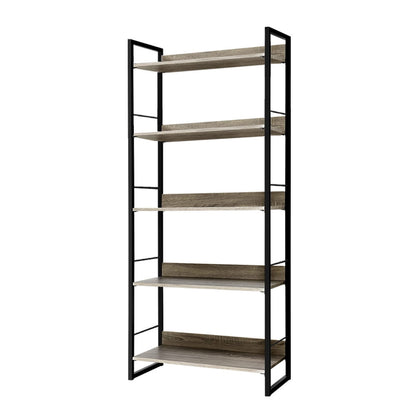 Artiss Bookshelf 5 Tiers - NOE Black and Oak MET-DESK-574C-5S-BK-OA