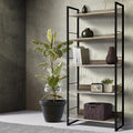 Artiss Bookshelf 5 Tiers - NOE Black and Oak MET-DESK-574C-5S-BK-OA