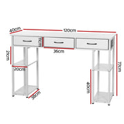 Artiss Computer Desk Drawer Shelves Study Table 120CM White MET-DESK-CD120-WH