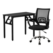 Artiss Computer Desk Mesh Office Chair Set Foldable Home Study Table Black MET-DESK-FD-80-2004-BK