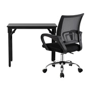 Artiss Computer Desk Mesh Office Chair Set Foldable Home Study Table Black MET-DESK-FD-80-2004-BK