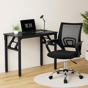 Artiss Computer Desk Mesh Office Chair Set Foldable Home Study Table Black MET-DESK-FD-80-2004-BK