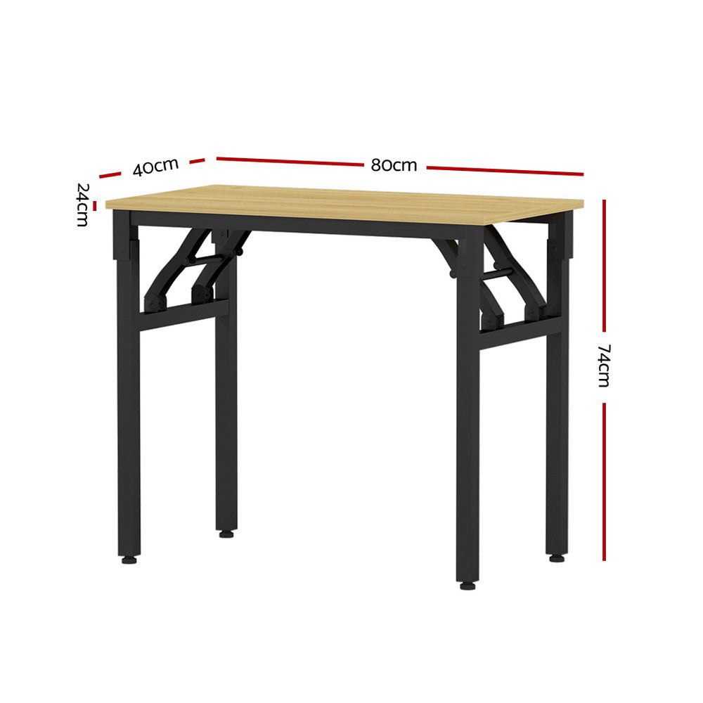 Artiss Computer Desk Laptop Table Bookshelf Desk Storage Rack Office Study Oak MET-DESK-FD-80-OAK