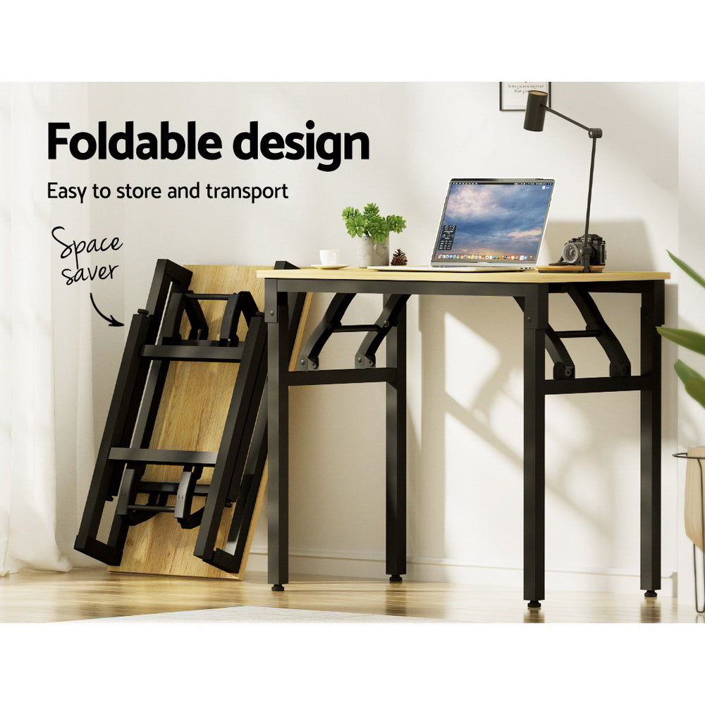 Artiss Computer Desk Laptop Table Bookshelf Desk Storage Rack Office Study Oak MET-DESK-FD-80-OAK