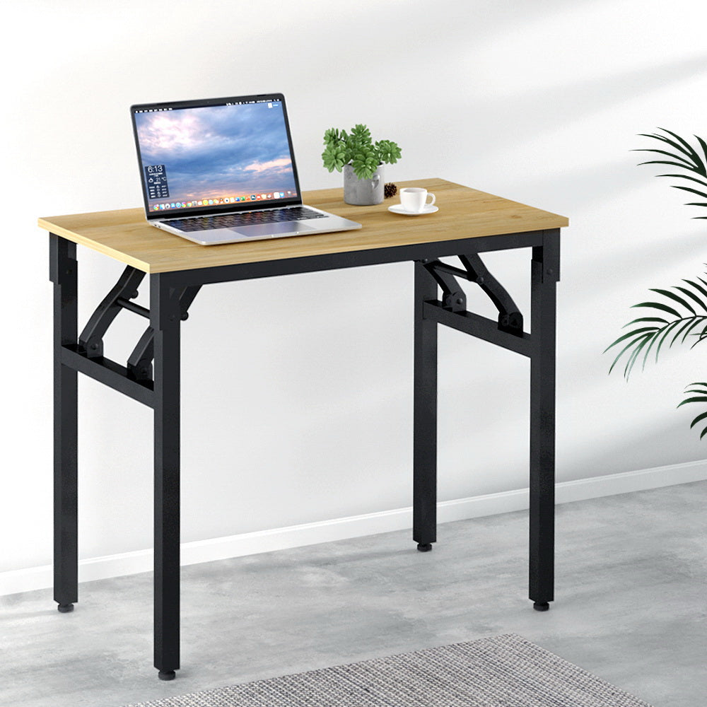 Artiss Computer Desk Laptop Table Bookshelf Desk Storage Rack Office Study Oak MET-DESK-FD-80-OAK