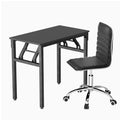 Artiss Computer Desk Office Chair PU Leather Set Foldable Home Study Table Black MET-DESK-FD-80-REPL-BK
