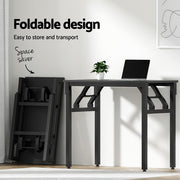 Artiss Computer Desk Office Chair PU Leather Set Foldable Home Study Table Black MET-DESK-FD-80-REPL-BK