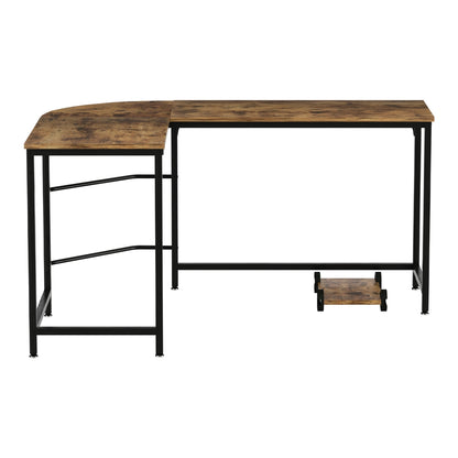 Artiss Computer Desk L-Shape CPU Stand Brown 147CM MET-DESK-L-003-BR