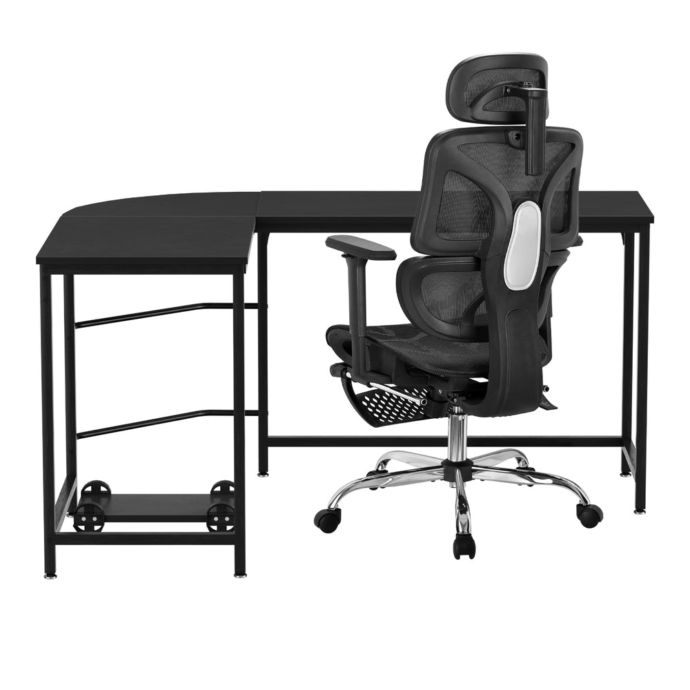 Artiss Computer Desk L-Shape Study Desks Ergonomic Office Chair Mesh Chairs MET-DESK-L-003-FZ28-BK