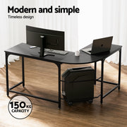 Artiss Computer Desk L-Shape Study Desks Ergonomic Office Chair Mesh Chairs MET-DESK-L-003-FZ28-BK