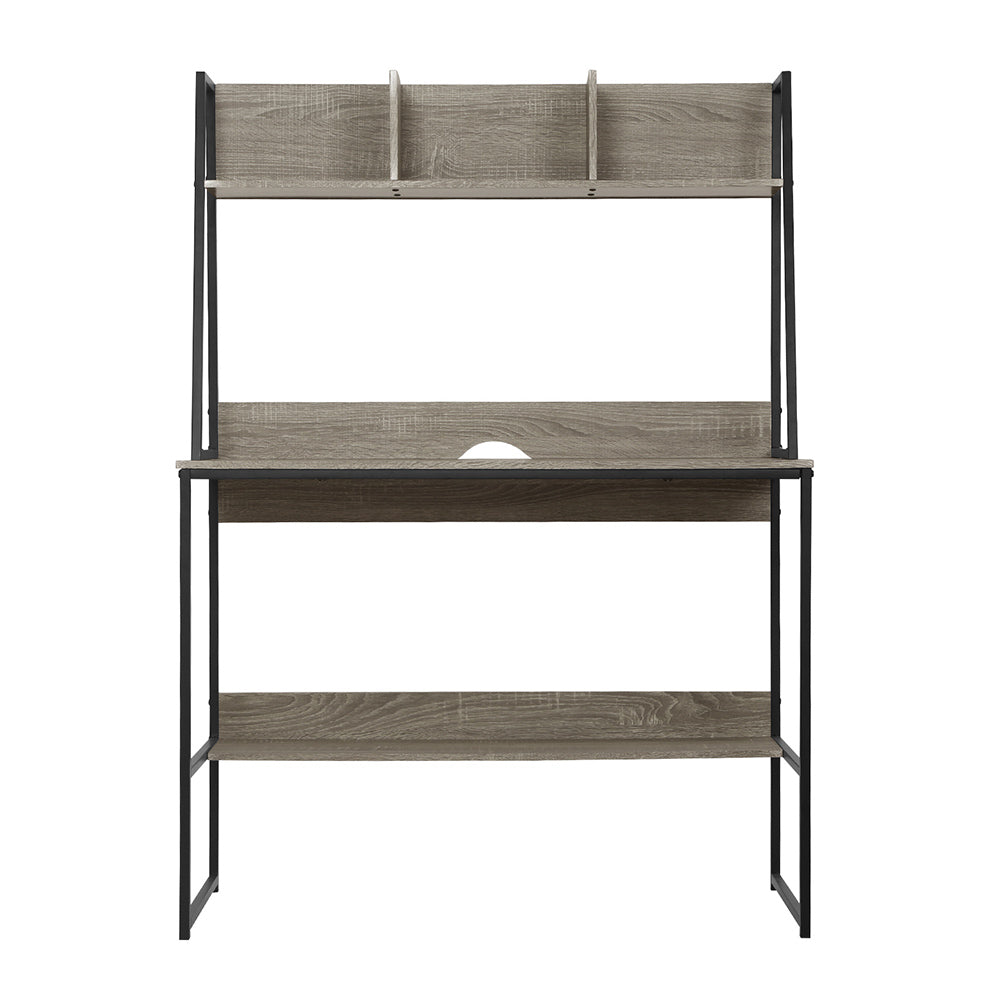 Artiss Computer Desk Bookshelf Storage Grey 100CM MET-DESK-LC-100-GY