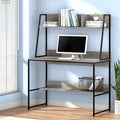 Artiss Computer Desk Bookshelf Storage Grey 100CM MET-DESK-LC-100-GY