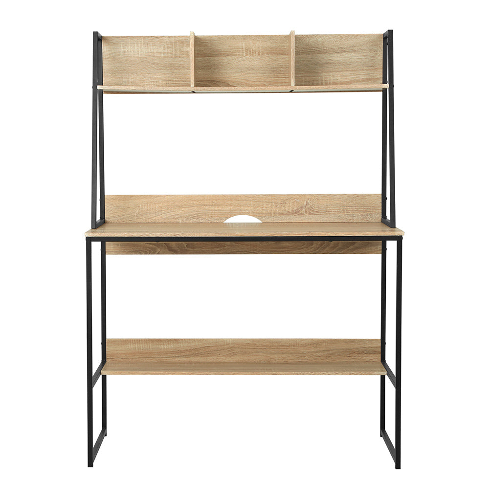 Artiss Computer Desk Bookshelf Storage 100CM Oak MET-DESK-LC-100-OAK