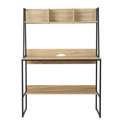Artiss Computer Desk Bookshelf Storage 100CM Oak MET-DESK-LC-100-OAK
