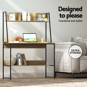 Artiss Computer Desk Bookshelf Storage 100CM Oak MET-DESK-LC-100-OAK