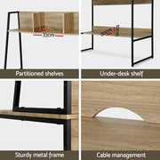 Artiss Computer Desk Bookshelf Storage 100CM Oak MET-DESK-LC-100-OAK