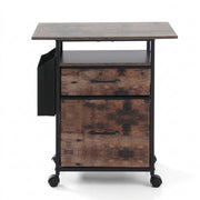 Artiss 2 Fabric Drawer File Cabinet Printer Stand Rolling File Cabinet with Side Bag MET-FC-25155-RB
