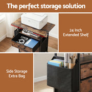Artiss 2 Fabric Drawer File Cabinet Printer Stand Rolling File Cabinet with Side Bag MET-FC-25155-RB
