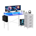 Artiss 140cm L Shaped Gaming Desk Computer Desk with LED Lights & Power Outlets MET-FC-25218-WH