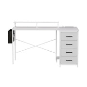 Artiss 140cm L Shaped Gaming Desk Computer Desk with LED Lights & Power Outlets MET-FC-25218-WH