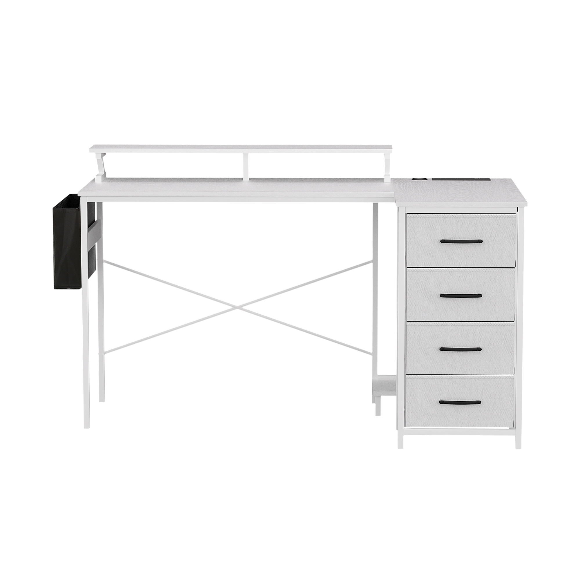 Artiss 140cm L Shaped Gaming Desk Computer Desk with LED Lights & Power Outlets MET-FC-25218-WH