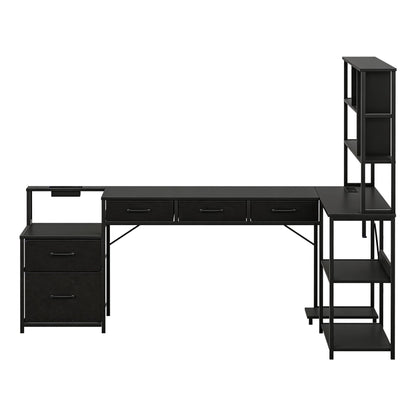Artiss 200cm L Shaped Gaming Desk Computer Desk with LED Lights & Power Outlets MET-FC-25219-BK-AB