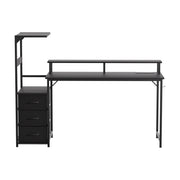 Artiss 145cm L Shaped Gaming Desk Computer Desk with LED Lights & Power Outlets MET-FC-25220-BK