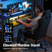 Artiss 145cm L Shaped Gaming Desk Computer Desk with LED Lights & Power Outlets MET-FC-25220-BK