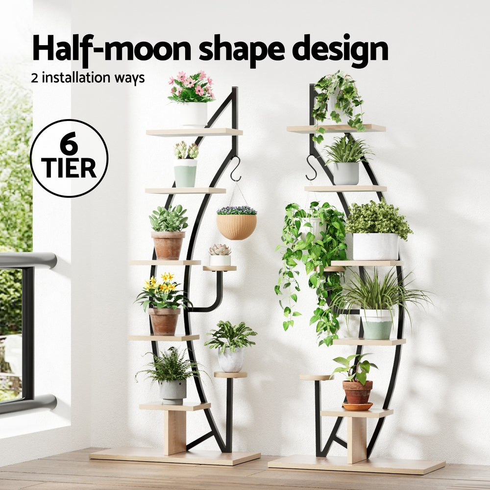 Artiss Plant Stand 6 Tier Ladder Corner Shelf MET-PS-CUR-6T-NT
