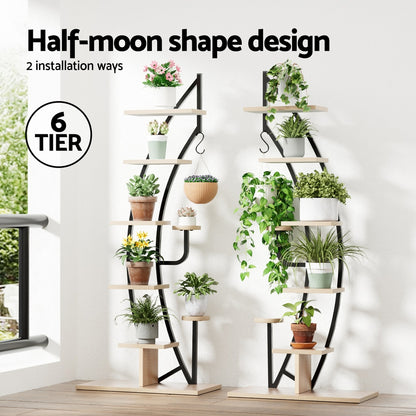 Artiss Plant Stand 6 Tier Ladder Corner Shelf MET-PS-CUR-6T-NT