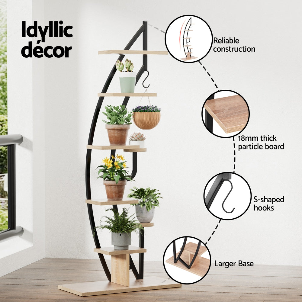 Artiss Plant Stand 6 Tier Ladder Corner Shelf MET-PS-CUR-6T-NT
