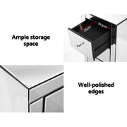 Artiss Bedside Table 3 Drawers Mirrored - QUENN Silver MF-BT-6464-SR