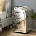 Artiss Set of 2 Bedside Table 3 Drawers Mirrored Glass - PRESIA Silver MF-BT-7181-SRX2