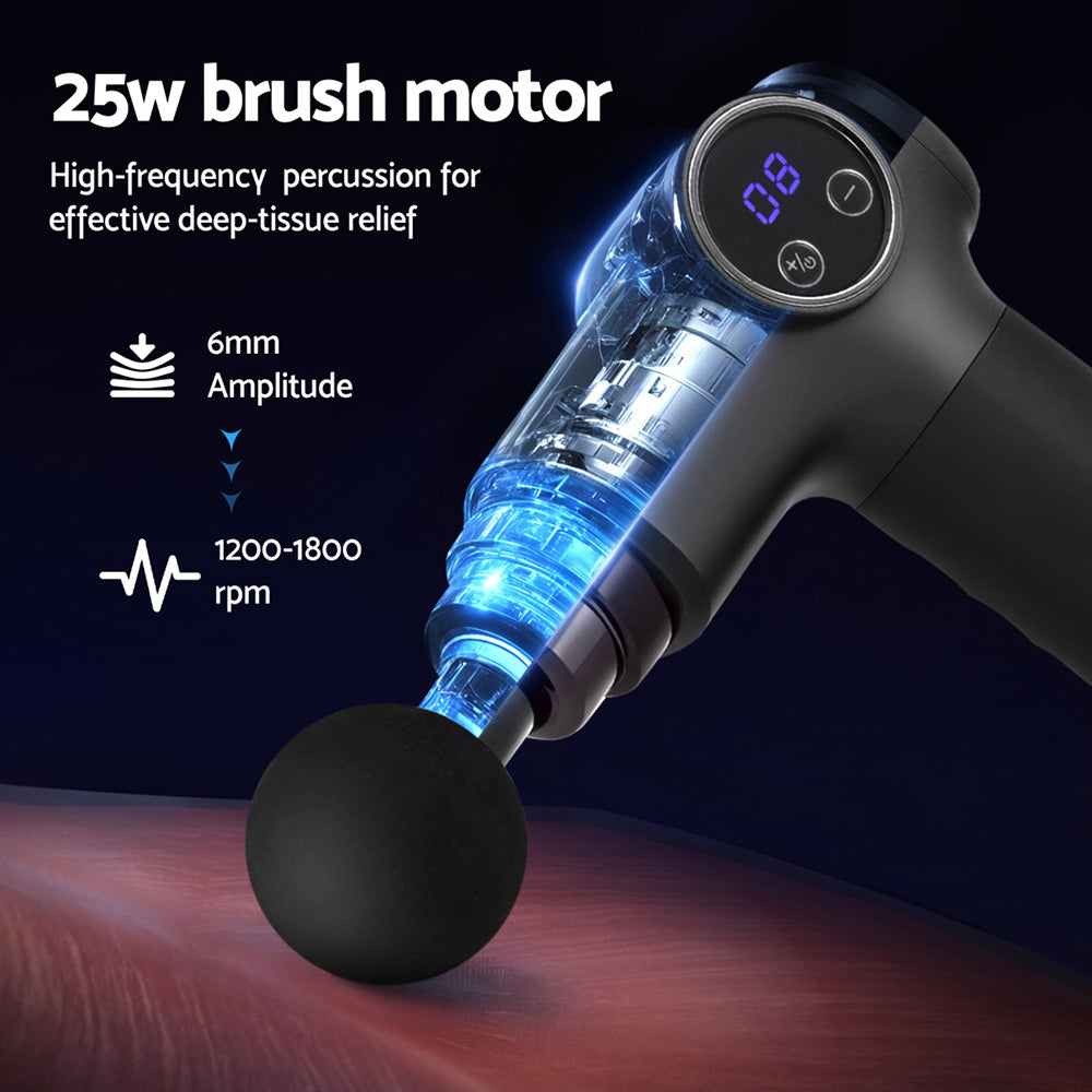 Everfit Massage Gun 8 Speed 4 Heads Vibration Muscle Massager Chargeable Black MG-B-1500-4H-BK