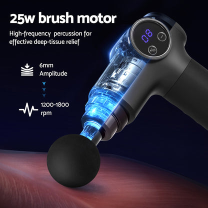 Everfit Massage Gun 8 Speed 4 Heads Vibration Muscle Massager Chargeable Black MG-B-1500-4H-BK